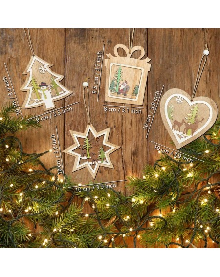 Ornaments 7Pcs Wooden Christmas Tree Hanging Ornaments Decorations- Unfinished Wooden Tree Hanging Tags- 3D Christmas Crafts ...
