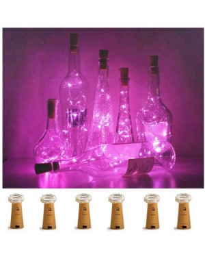 Outdoor String Lights Wine Bottle Lights with Cork- 6 Pack Battery Operated 15 LED Cork Shape Silver Wire Colorful Fairy Mini...