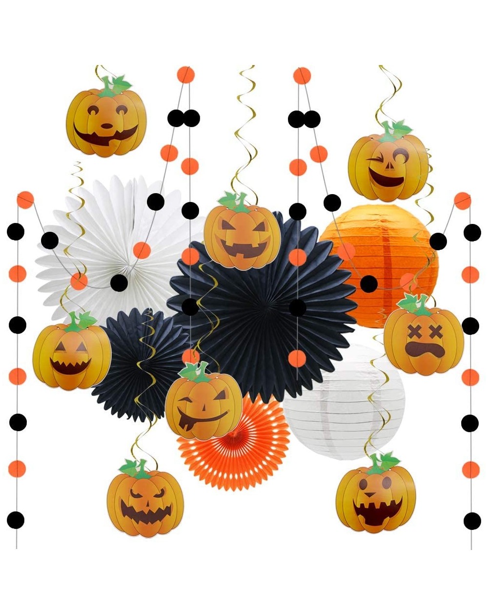 Banners & Garlands Halloween Party Decorations Supplies for Adult Kids Birthday Wedding Indoor Outdoor with Pumpkin Foil Swir...