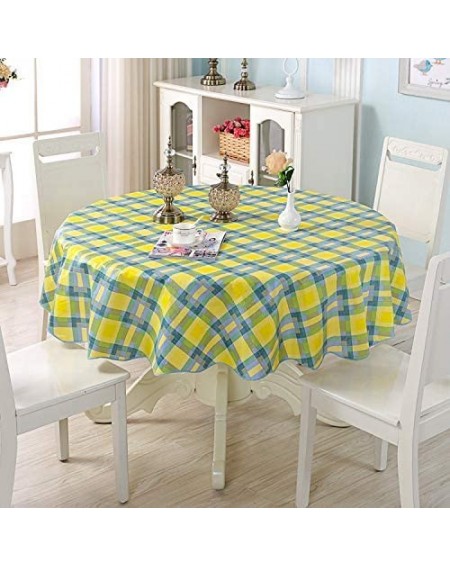 Tablecovers Premium Reusable Plastic Picnic Tablecloth 70.8" Inch Round Table Cloth PVC Cover for Wedding or Party (Checks) -...