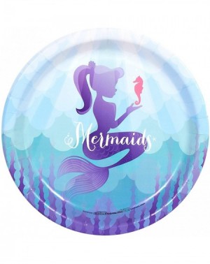 Party Tableware Mermaids Under The Sea Party Supplies - Dinner Plates (16) - C8182KWZ94S $10.68
