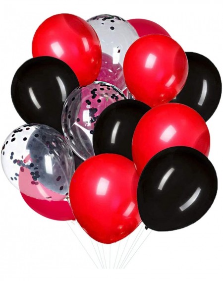 Balloons 12 inch Black and Red Confetti Balloons Black Red Latex Party Balloons Party Decorations Supplies- Pack of 60 - Blac...