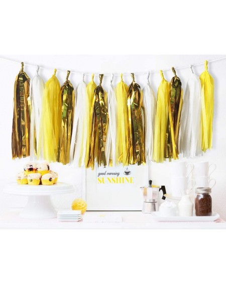 Banners & Garlands HappyField Yellow White Gold Tissue Paper Tassel Garland You are My Sunshine Birthday Party Decorations Br...