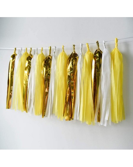 Banners & Garlands HappyField Yellow White Gold Tissue Paper Tassel Garland You are My Sunshine Birthday Party Decorations Br...