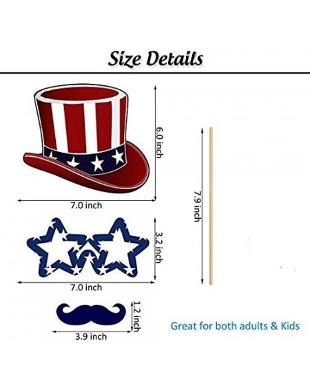 Photobooth Props 4th of July Photo Booth Props - For American Independence Day Star/Uncle Sam Hat Patriotic Party Decorations...