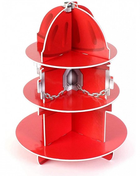 Party Favors Red Fire Hydrant Cupcake Stand Holder 3 Tier- 5.75 X 11 Inches - 1 Hydrant per Order - Table Decorations for Fir...