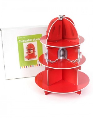 Party Favors Red Fire Hydrant Cupcake Stand Holder 3 Tier- 5.75 X 11 Inches - 1 Hydrant per Order - Table Decorations for Fir...