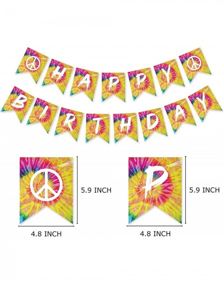 Banners & Garlands Tie Dye Birthday Banner- Peace and Love Groovy Party- Tie-Dyed Pennant Bunting- Tie Dye Birthday Theme - T...