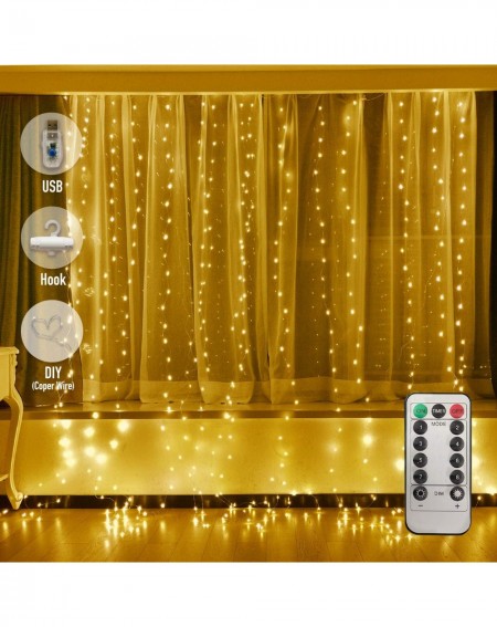 Outdoor String Lights Led Curtain Lights with Remote- 300 LED USB Powered Fairy String Lights-8 Lighting Modes Waterproof Han...