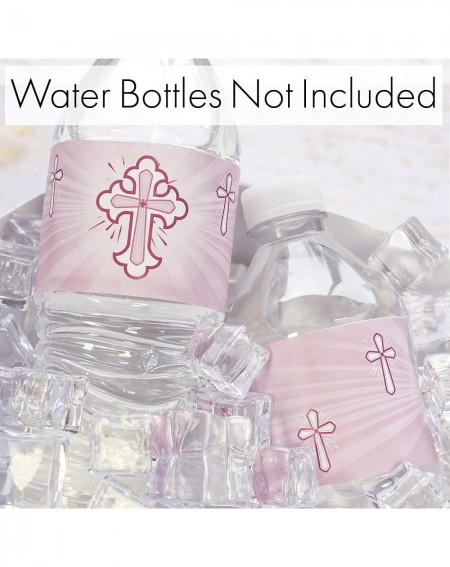 Favors Pink Baptism Water Bottle Labels for Girl - 24 Stickers - C718O24RKDQ $12.47