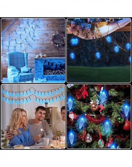 Outdoor String Lights Solar C6 Strawberry String Lights 8 Modes 16.4 Feet Christmas Lights 50 LED Solar Fairy Lights Christma...