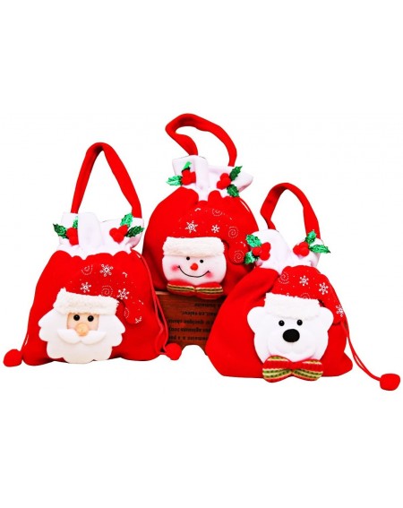 Stockings & Holders 3 Pack Christmas Bags Christmas Candy Bags Fabric Santa Claus Stocking with Cord Drawstring Gift Sack Chr...
