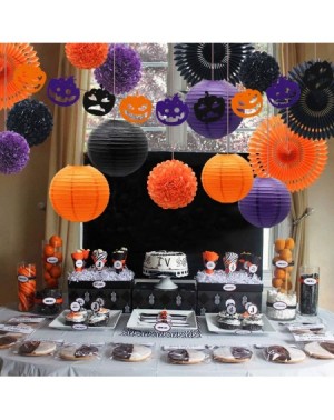 Banners Hanging Halloween Party Decorations- Pumpkin Banner Paper Fans Paper Lanterns Tissue Pom Poms Flowers for Kids Adult ...
