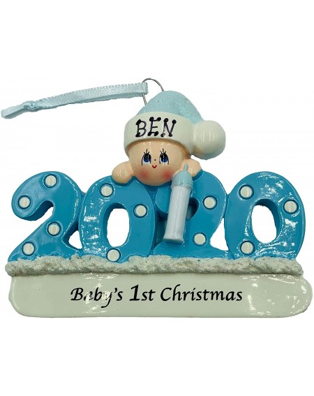 Ornaments Personalized Baby's First Christmas Ornament 2020 Blue/boy Free Personalization - C9128G7FIRZ $33.69