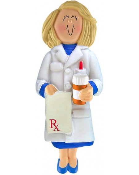 Ornaments Personalized Pharmacist Christmas Tree Ornament 2020 - Blonde Woman Pharmacologist in Chemist Science Uniform Presc...