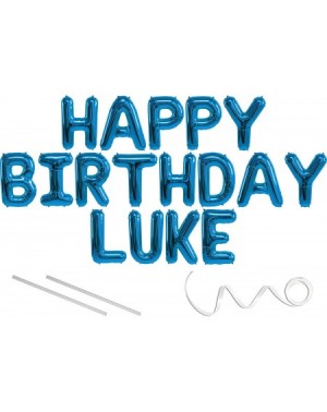 Balloons Luke- Happy Birthday Mylar Balloon Banner - Blue - 16 inch Letters. Includes 2 Straws for Inflating- String for Hang...