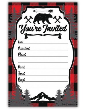 Invitations Lumberjack Rustic Birthday Party or Baby Shower Invitations (20 Count) With Envelopes - CZ187GGKGOS $10.78