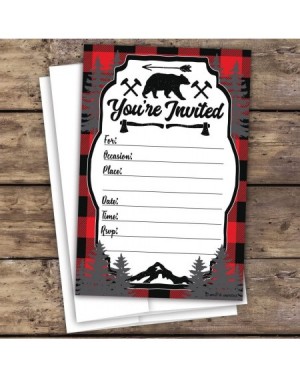 Invitations Lumberjack Rustic Birthday Party or Baby Shower Invitations (20 Count) With Envelopes - CZ187GGKGOS $10.78