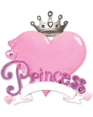 Ornaments Personalized Princess Heart Christmas Tree Ornament 2020 - Beautiful Pink Glitter Word Rhinestone Royal Crown Cute ...