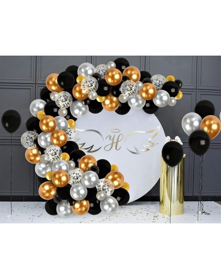 Balloons Silver Black and Gold Confetti Balloon Garland Arch Kit Wedding Baby and Bridal Shower Masquerade Birthday Bachelore...