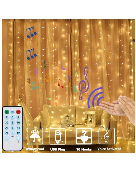 Indoor String Lights Window Curtain String Lights 3x3m 300 LED Fairy Lights with Remote & Timer 8 Modes USB Water Resistant S...