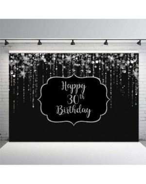 Photobooth Props Black and Silver Photo Studio Booth Background Banner Silver Stars Diamond Adult Happy 30th Birthday Bash Pa...