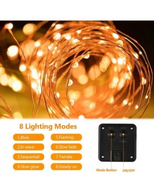Outdoor String Lights 2 Pack Solar String Lights- 100 LEDSolar Powered Fairy Lights Waterproof 33FT Garden Copper Wire Lighti...
