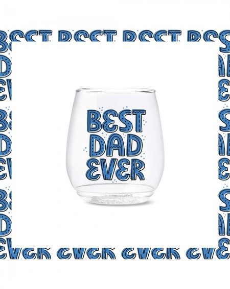 Tableware POP 14oz Vino Best Dad Ever Series- SET OF 6- Recyclable- Unbreakable & Crystal Clear Plastic Printed Glasses - Bes...