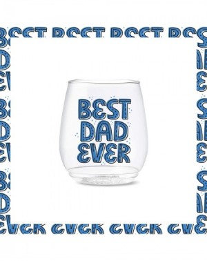 Tableware POP 14oz Vino Best Dad Ever Series- SET OF 6- Recyclable- Unbreakable & Crystal Clear Plastic Printed Glasses - Bes...