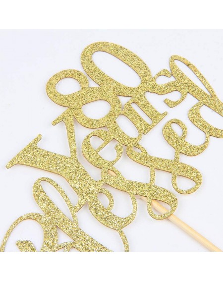 Cake & Cupcake Toppers Gold Glitter 80 Years Blessed for Marriage Anniversary- 80th Birthday-Anniversary Party Decoration Sup...