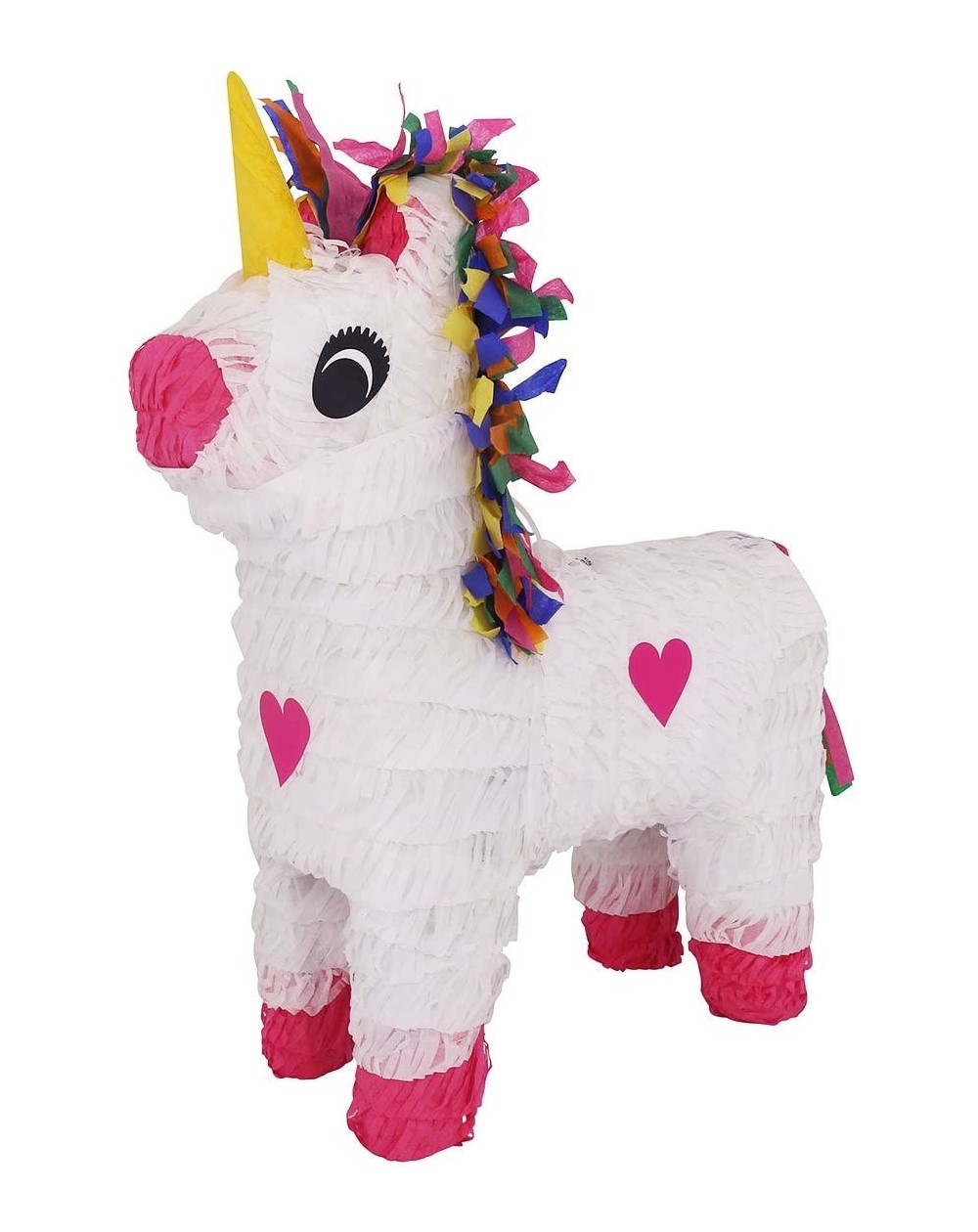 Piñatas White Unicorn Pinata w/Colorful Mane for Girls Pink Hearts and Yellow Horn (Piñata de Unicornio) Party Game- Birthday...
