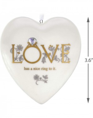 Ornaments Christmas Ornament 2020 First Comes Love Engagement Ring Heart Porcelain - First Comes Love - CA192EI76N0 $29.03