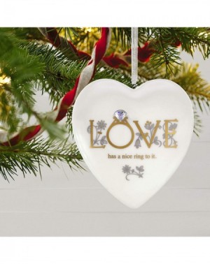 Ornaments Christmas Ornament 2020 First Comes Love Engagement Ring Heart Porcelain - First Comes Love - CA192EI76N0 $29.03