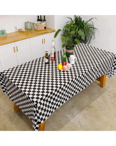 Tablecovers 6 Pack Premium Disposable Plastic Black Lattice Tablecloth ( 54"x 108" ) Rectangle Table Cover for Wedding- Party...