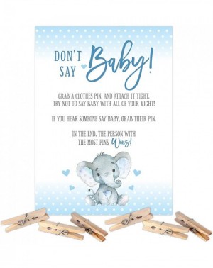 Party Games & Activities Elephant Boy Baby Shower Don't Say Baby Clothespin Game - CT195D2ROGH $15.02