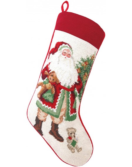 Stockings & Holders Teddy Bear Santa Needlepoint Stocking- 11x18 - CA113YOVVMH $48.19