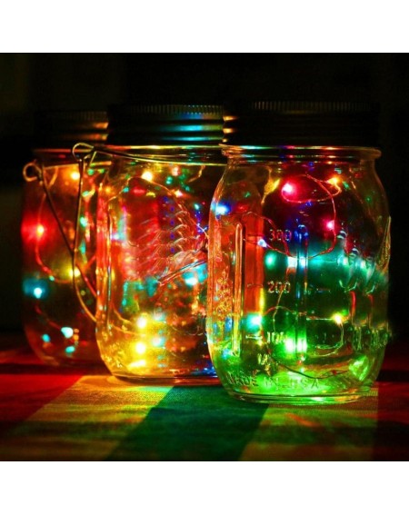 Outdoor String Lights LED Fairy Light Solar Powered for 7 cm Mason Jar Lid Insert Color Changing Garden Decor (Multicolor) - ...