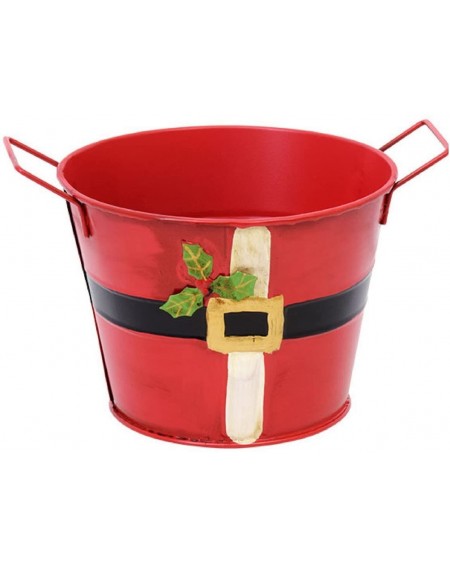 Favors Santa Metal Bucket with Handles Red 5 Inches - CH188E5XETW $14.65