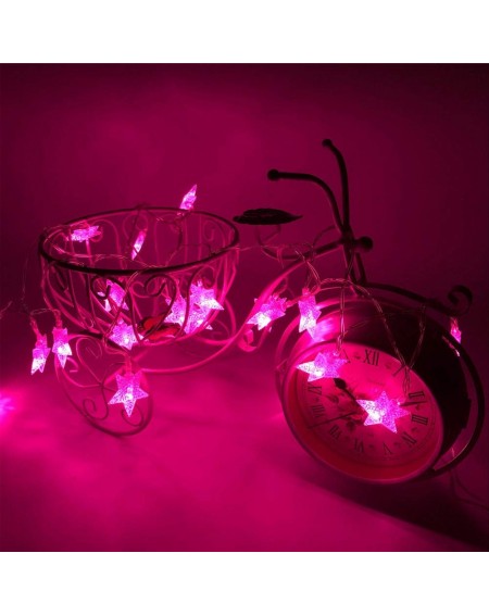 Indoor String Lights 2M 10 LED Crystal Clear Star Fairy String Light Wedding Party Outdoor Decor Lamp（Pink） - Pink - CX18K2S8...