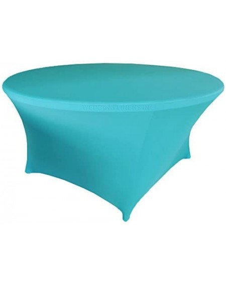 Tablecovers Wholesale (200 GSM) 5 FT (60 in) Round Spandex Stretch Fitted Table Cover Tablecloths Turquoise - Turquoise - CO1...