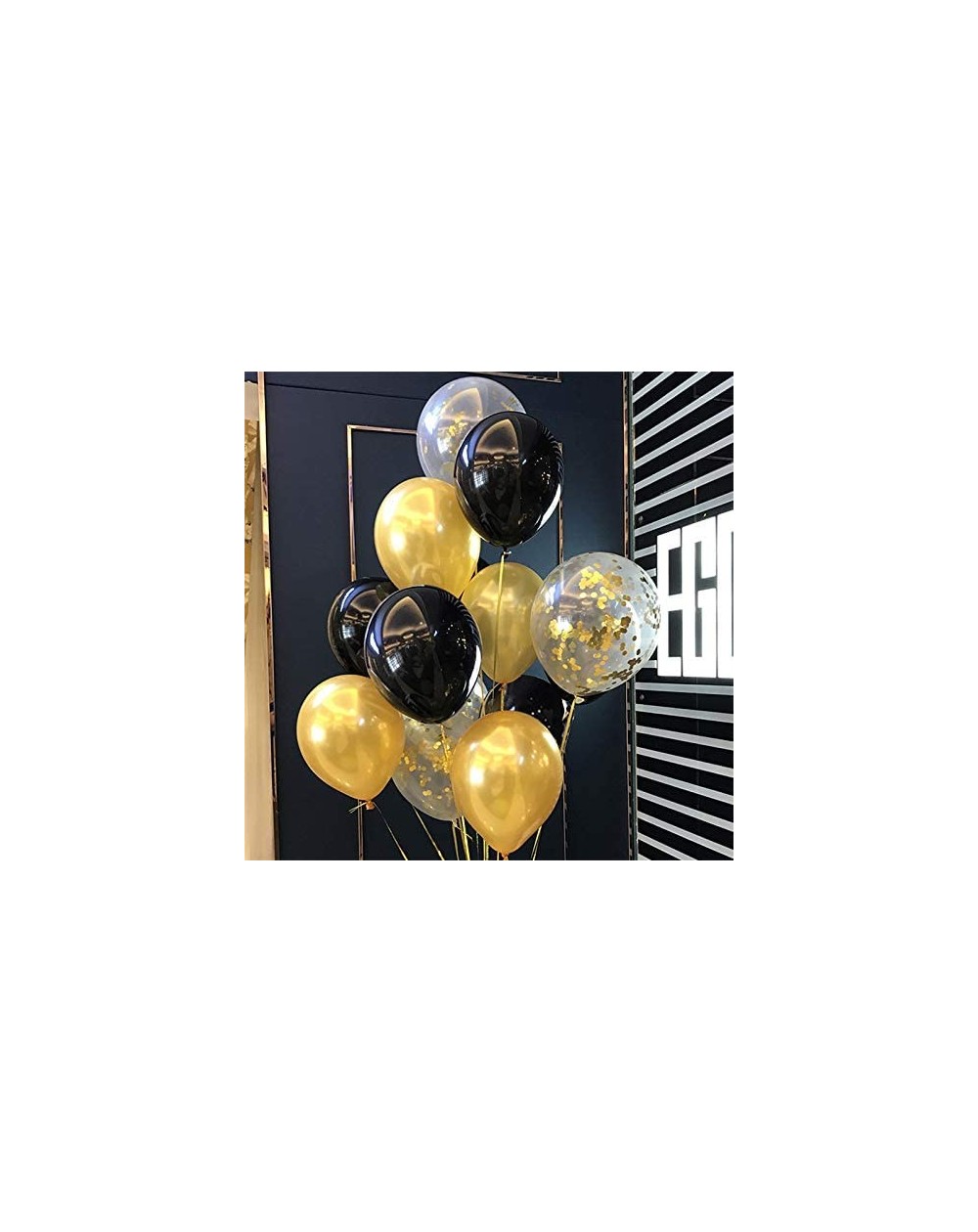 Balloons Gold Black Latex Balloons - 12" Latex Balloons Mix Clear Confetti Balloons Gold Party Decorations(Pack of 40) - CH18...