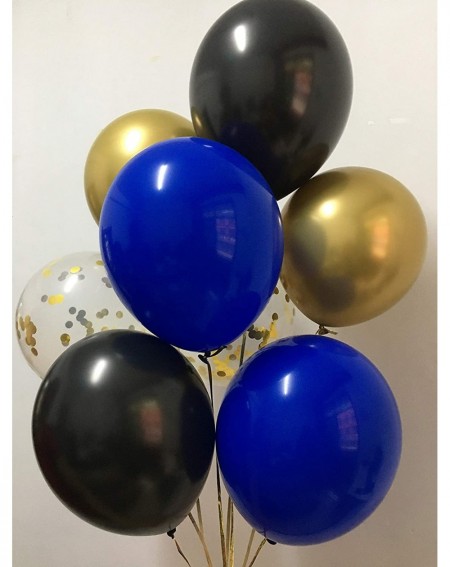 Balloons Royal Blue Gold Black Balloons- Confetti Balloons for Graduation Bachelor Men Birthday Anniversary Party Decorations...