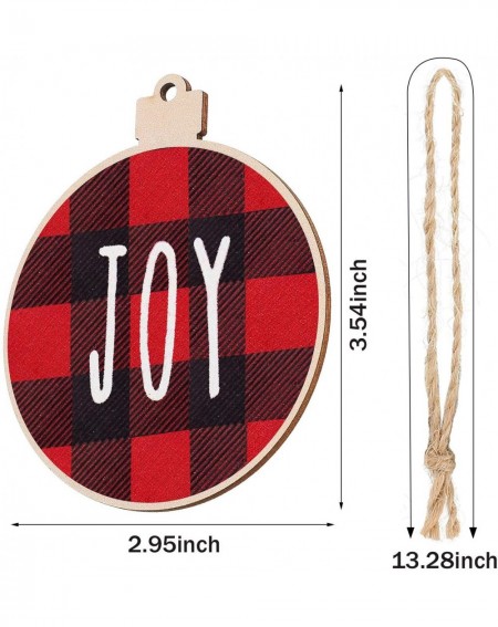 Ornaments 12 Pieces Christmas Wishes Tree Ornament Buffalo Plaid Printed Wood Hanging Christmas Ornament Tree Decorations Woo...
