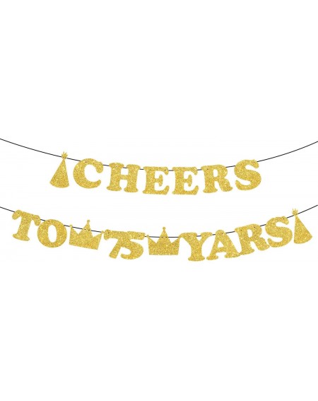 Banners Cheers to 75 Years Banner Celebration 75 Years Old- 75th Birthday Hanging Bunthing Party Decorations - CG18YSQYE0T $9.53