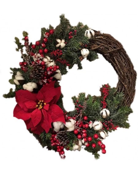 Wreaths Christmas Wreaths Artificial Flower Garland Door Wall Hanging Decorative for Christmas Party Decoration - 1 - C718AOA...