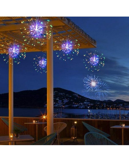 Outdoor String Lights 2 Pack Firework Lights Led Starburst Lights 8 Modes Battery Operated Fairy with Remote-Wedding Christma...
