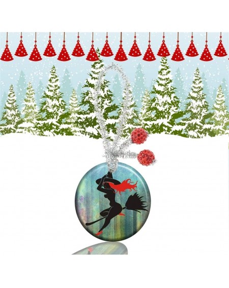 Ornaments Custom Exquisite Round Porcelain Home Kitchen Christmas Tree Hanging Ornaments Festival Souvenirs (Sexy Witch on a ...