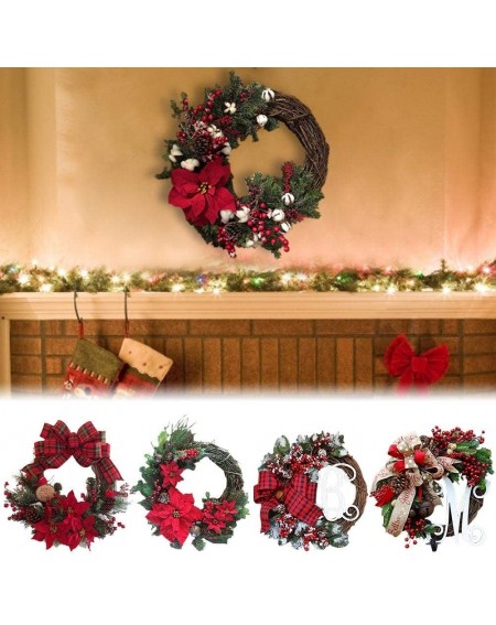 Wreaths Christmas Wreaths Artificial Flower Garland Door Wall Hanging Decorative for Christmas Party Decoration - 1 - C718AOA...