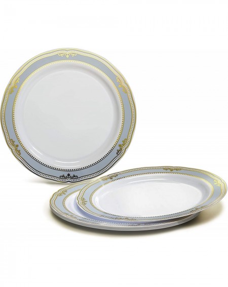 Tableware 50 Plates Pack (25 Guests)-Wedding Party Disposable Plastic Plate Set -25 x 10.25" Dinner + 25 x 7.5" Salad & Desse...