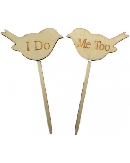 Cake & Cupcake Toppers 2pcs I DO ME TOO Love Birds Wedding Engagement Valentine's Day Wooden Cake Topper Photo Props Favors -...